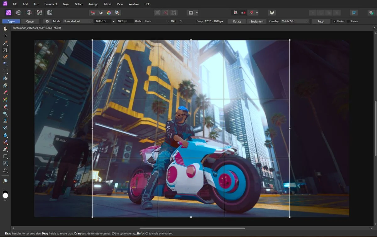 affinity photo 2 crop tool