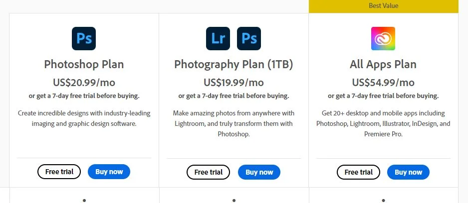 photoshop pricing