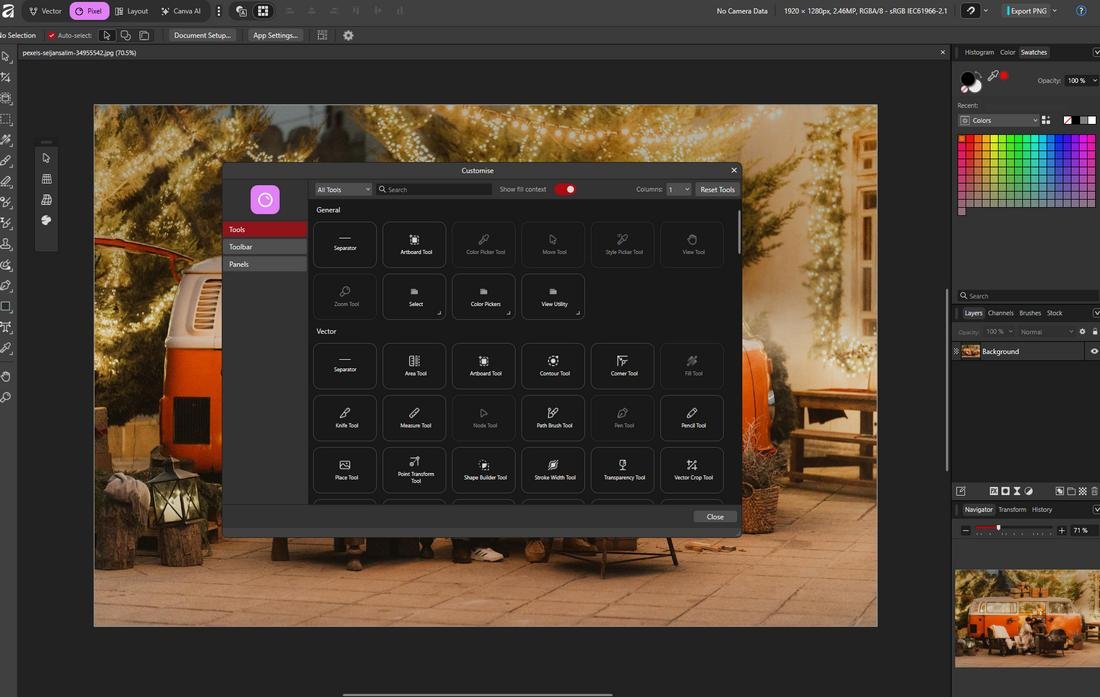 canva affinity UI